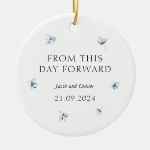 Blue Hydrangea Wedding Gift Christmas Ceramic Tree Ornament