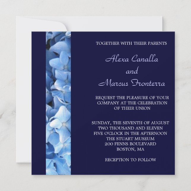 Blue Hydrangea Wedding Invitation - Two-sided (Front)