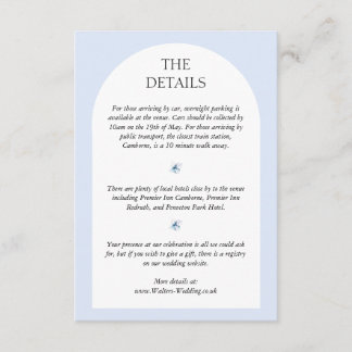 Blue Hydrangea Wedding Invite Details Card