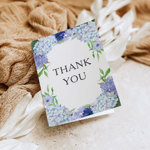Blue Hydrangea Wedding Personalised Thank You Card