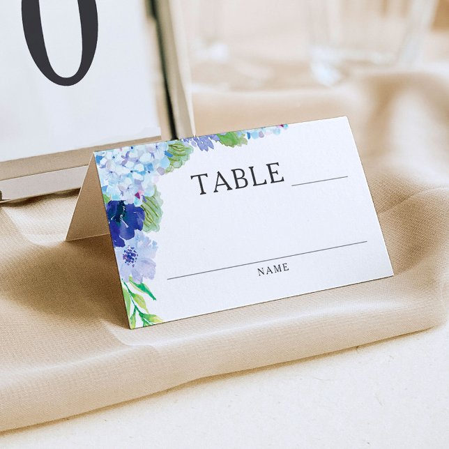 Blue Hydrangea Wedding Reception Place Cards (Creator Uploaded)