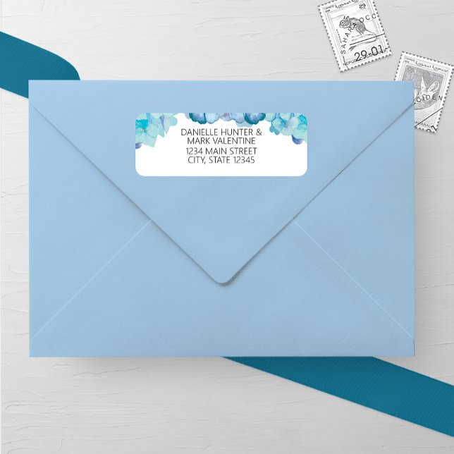 Blue Hydrangea Wedding Return Address Label (Creator Uploaded)