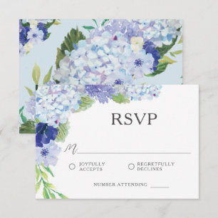 Blue Hydrangea Wedding RSVP Card