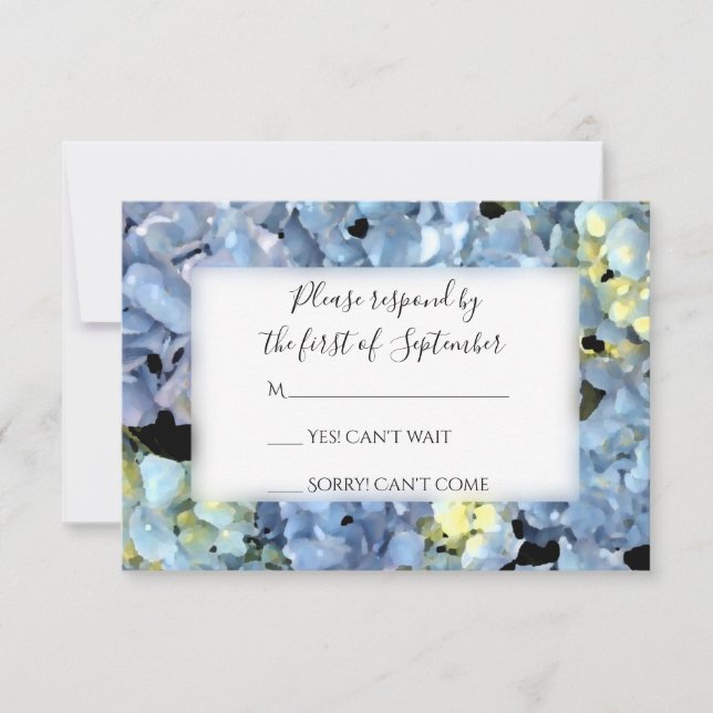Blue Hydrangea Wedding RSVP Response Card (Front)