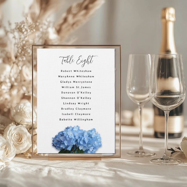 Blue Hydrangea Wedding Table Number Seating Guests (Creator Uploaded)