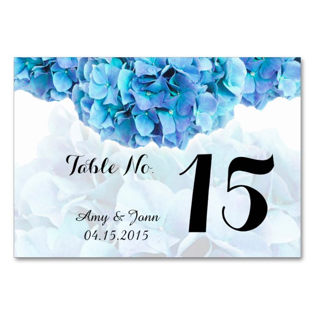 Blue hydrangea wedding table numbers hydrangea3 (Back)