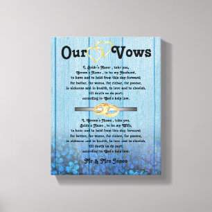 Blue Hydrangea Wedding Vows on Canvas Print