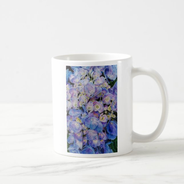 Blue Hydrangea White Coffee Mug (Right)