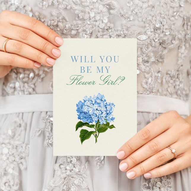 Blue Hydrangea Will You Be My Flower Girl Card (Creator Uploaded)