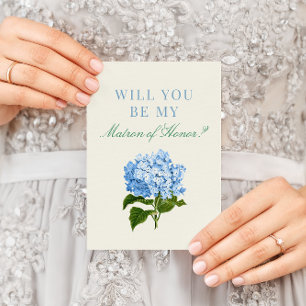 Blue Hydrangea Will You Be My Maid of Honour Card