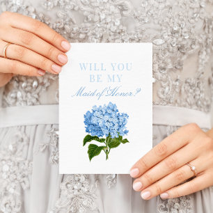 Blue Hydrangea Will You Be My Maid of Honour Postcard