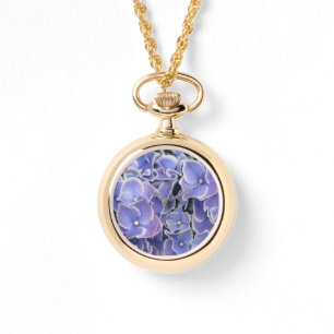 Blue Hydrangea with white border wrap around watch