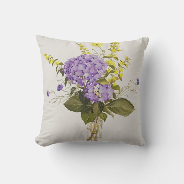 Blue Hydrangea with Yellow Loosestrife Cushion (Front)