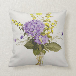 Blue Hydrangea with Yellow Loosestrife Cushion
