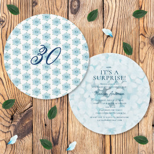 Blue Hydrangeas 30th Surprise Birthday Party Invitation