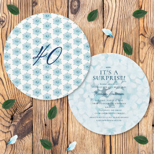 Blue Hydrangeas 40th Surprise Birthday Party Invitation