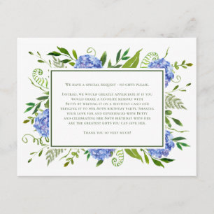Blue Hydrangeas 80th Birthday Card Request