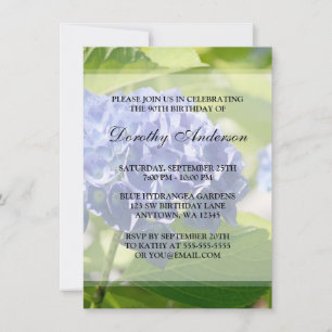 Blue Hydrangeas 90th Birthday Party Invitations