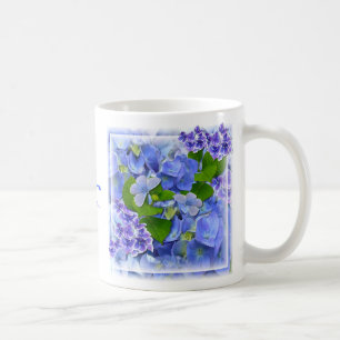 Blue Hydrangeas and Butterflies Coffee Mug