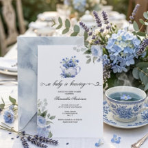 Blue Hydrangeas baby is brewing tea party shower 