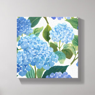 Blue Hydrangeas Beautiful Floral Bush Canvas Print