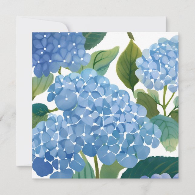 Blue Hydrangeas | Beautiful Floral Bush Card (Front)
