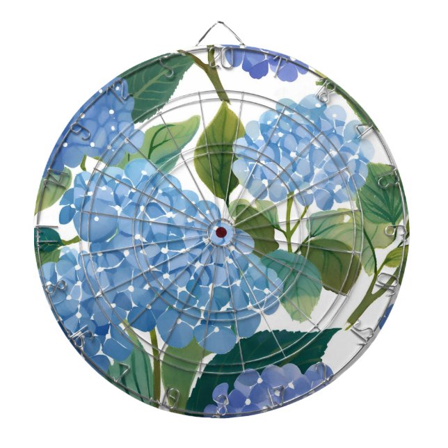 Blue Hydrangeas | Beautiful Floral Bush Dartboard (Front)