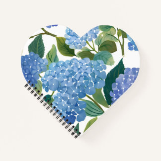 Blue Hydrangeas | Beautiful Floral Bush Heart Notebook