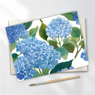 Blue Hydrangeas   Beautiful Floral Bush Holiday Postcard
