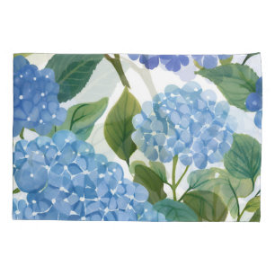 Blue Hydrangeas   Beautiful Floral Bush Pillowcase