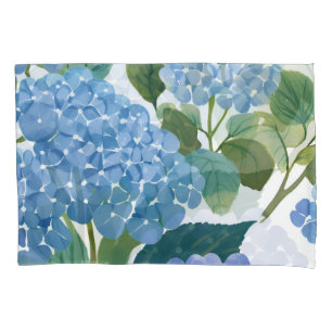 Blue Hydrangeas   Beautiful Floral Bush Pillowcase
