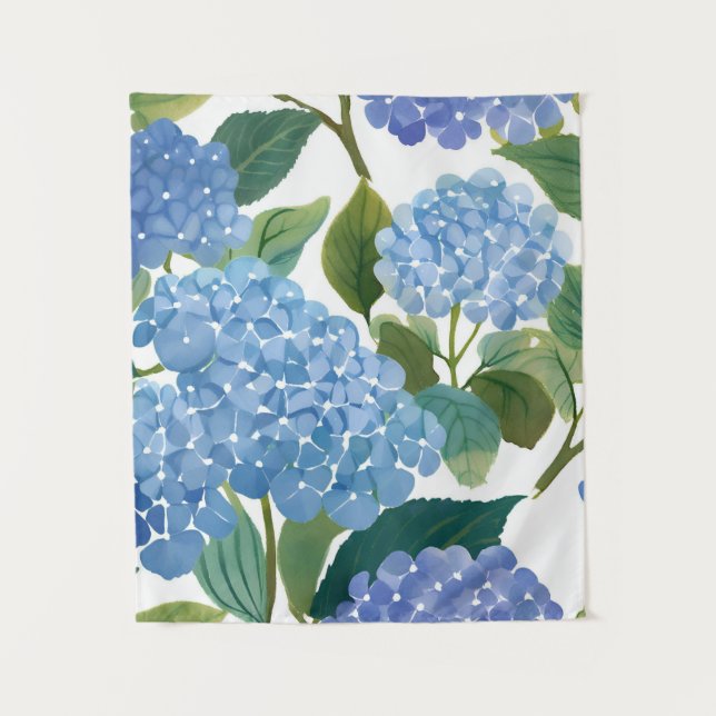Blue Hydrangeas | Beautiful Floral Bush Tapestry (Front)