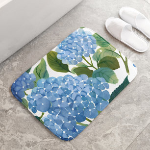 Blue Hydrangeas   Beautiful Floral Garden Bath Mat