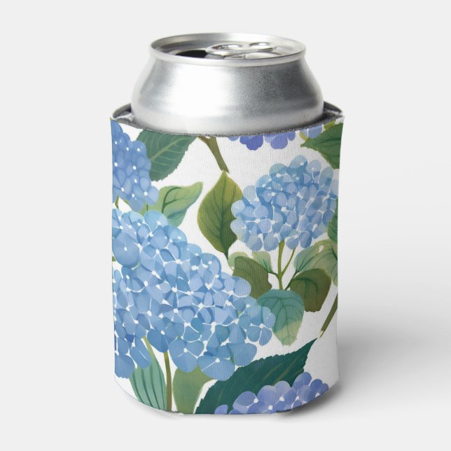 Blue Hydrangeas | Beautiful Floral Garden Can Cooler (Can Front)