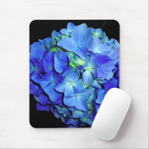 Blue hydrangeas, blue roses, elegant  blue flowers mouse pad