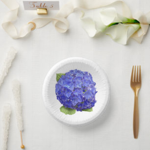 Blue Hydrangeas Botanical Art Paper Plates