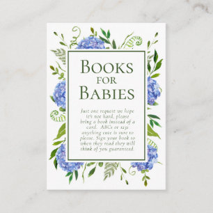 Blue Hydrangeas Boy Baby Shower Books for Babies Enclosure Card