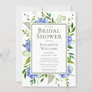 Blue Hydrangeas Bridal Shower Invitation