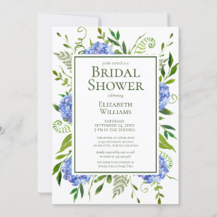 Blue Hydrangeas Bridal Shower Invitation