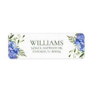Blue Hydrangeas Bridal Shower Return Address Return Address Label
