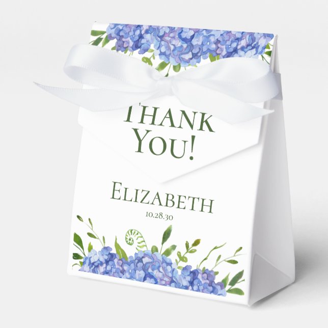Blue Hydrangeas Bridal Shower Thank You Favour Box (Front Side)