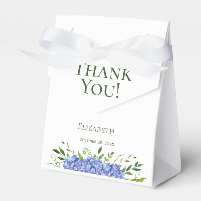 Blue Hydrangeas Bridal Shower Thank You Favour Box (Front Side)