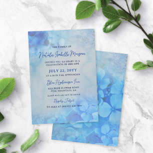 Blue Hydrangeas Celebration of Life Invitation