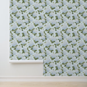 Blue Hydrangeas Coastal Grandmother Floral Wallpaper