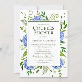 Blue Hydrangeas Couples Shower Invitation
