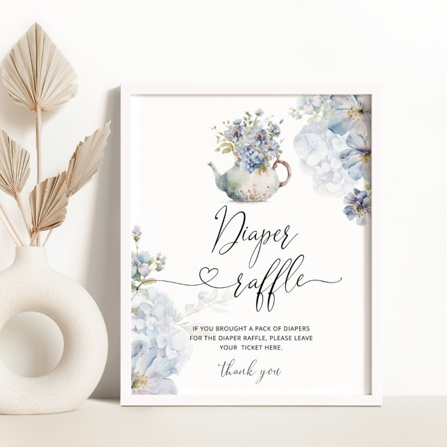 Blue Hydrangeas elegant diaper raffle Poster (Creator Uploaded)