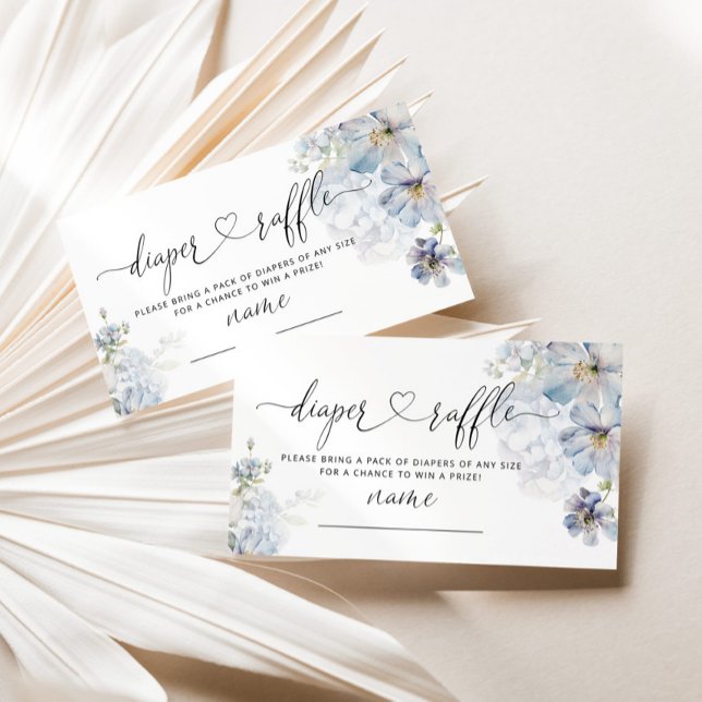 Blue Hydrangeas elegant diaper raffle ticket Enclosure Card (Creator Uploaded)