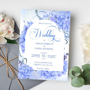 Blue hydrangeas elegant floral wedding invitation