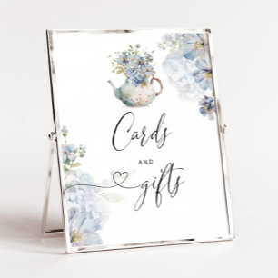 Blue Hydrangeas elegant tea pot Cards and gifts Poster