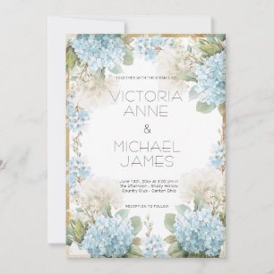 Blue Hydrangeas Elegant Wedding Invitation